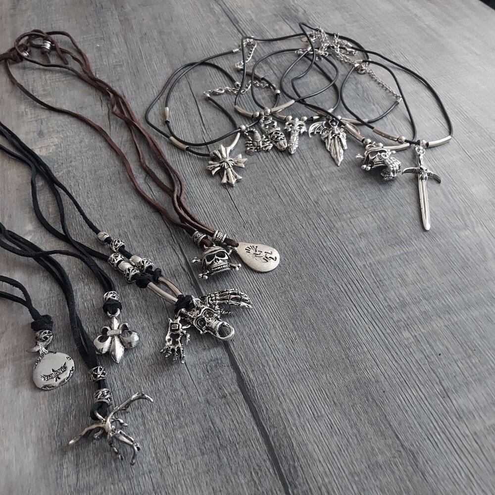 12pc (1 dozen) Goth Choker & Necklace Lot | Grunge Alt Goth Jewelry